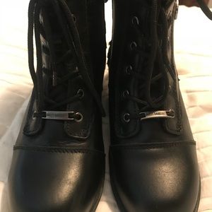 Black Harley Davidson zip and lace up boots